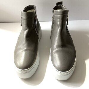 CORSO ROMA, 9 High-Cut Side Zip Leather Platform Sneakers